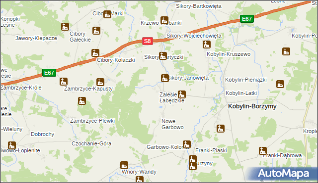 mapa Zalesie Łabędzkie, Zalesie Łabędzkie na mapie Targeo