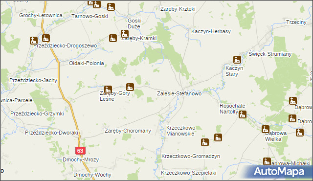mapa Zalesie-Stefanowo, Zalesie-Stefanowo na mapie Targeo