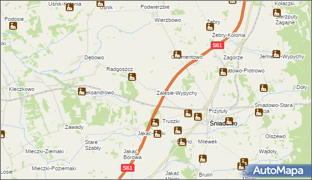 mapa Zalesie-Wypychy, Zalesie-Wypychy na mapie Targeo