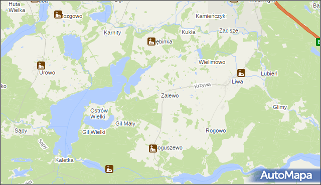 mapa Zalewo gmina Miłomłyn, Zalewo gmina Miłomłyn na mapie Targeo