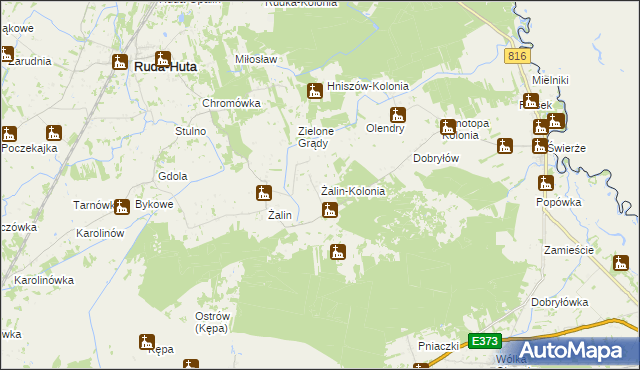 mapa Żalin-Kolonia, Żalin-Kolonia na mapie Targeo