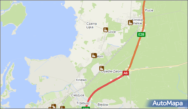 mapa Załom gmina Goleniów, Załom gmina Goleniów na mapie Targeo