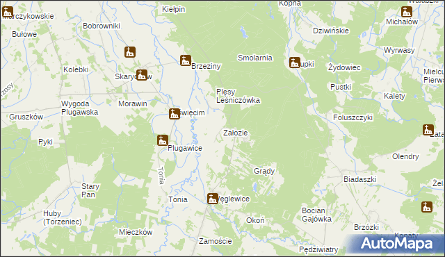 mapa Załozie, Załozie na mapie Targeo