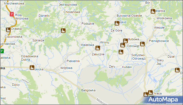 mapa Załuczne, Załuczne na mapie Targeo