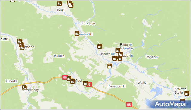 mapa Załuki gmina Gródek, Załuki gmina Gródek na mapie Targeo