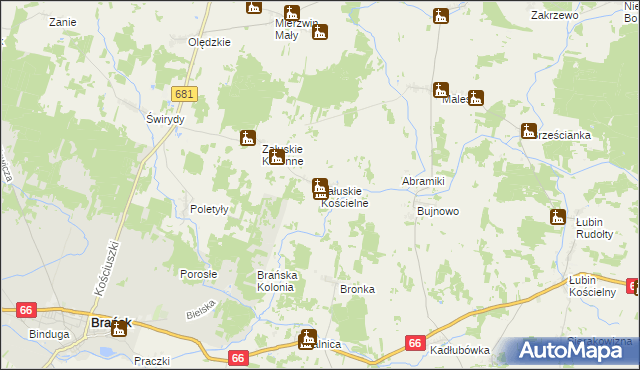 mapa Załuskie Kościelne, Załuskie Kościelne na mapie Targeo