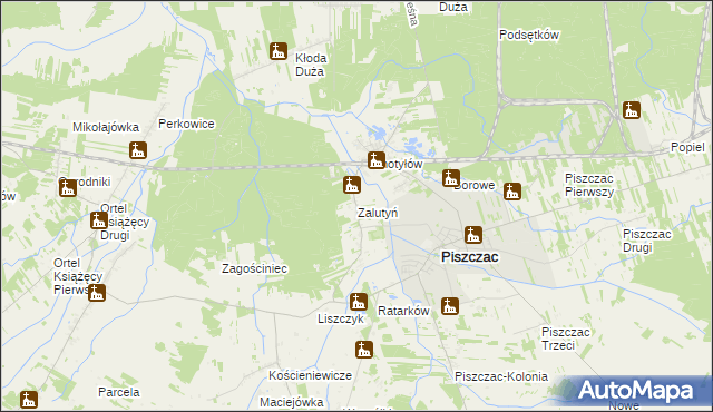 mapa Zalutyń, Zalutyń na mapie Targeo