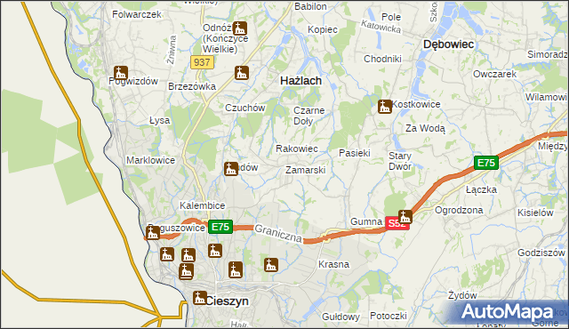 mapa Zamarski, Zamarski na mapie Targeo