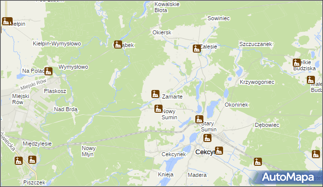 mapa Zamarte gmina Cekcyn, Zamarte gmina Cekcyn na mapie Targeo