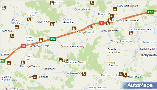 mapa Zambrzyce-Jankowo, Zambrzyce-Jankowo na mapie Targeo