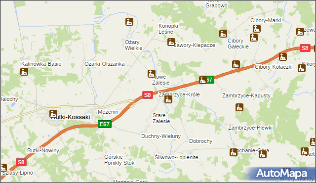 mapa Zambrzyce-Króle, Zambrzyce-Króle na mapie Targeo