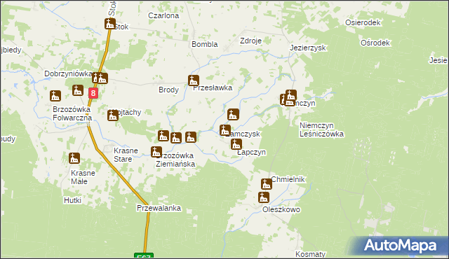 mapa Zamczysk gmina Czarna Białostocka, Zamczysk gmina Czarna Białostocka na mapie Targeo