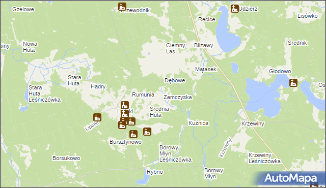 mapa Zamczyska, Zamczyska na mapie Targeo