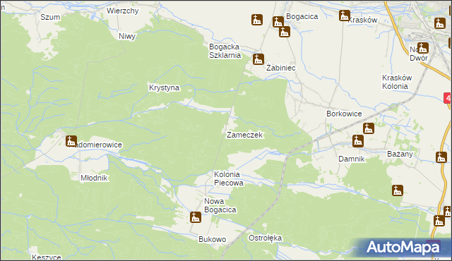 mapa Zameczek gmina Kluczbork, Zameczek gmina Kluczbork na mapie Targeo