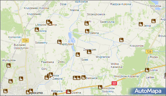 mapa Zameczek gmina Opoczno, Zameczek gmina Opoczno na mapie Targeo