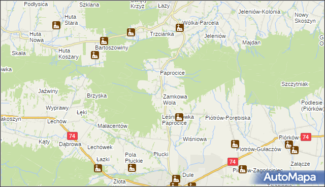 mapa Zamkowa Wola, Zamkowa Wola na mapie Targeo