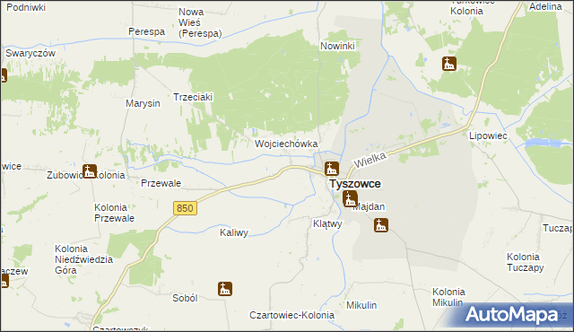 mapa Zamłynie gmina Tyszowce, Zamłynie gmina Tyszowce na mapie Targeo