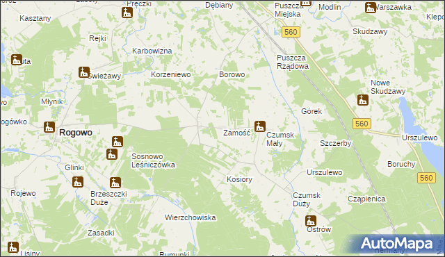 mapa Zamość gmina Rogowo, Zamość gmina Rogowo na mapie Targeo