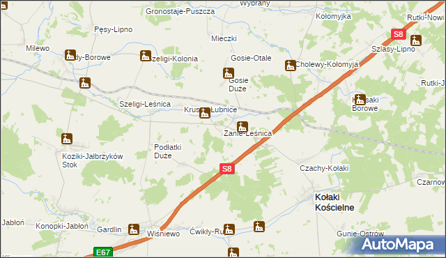 mapa Zanie-Leśnica, Zanie-Leśnica na mapie Targeo