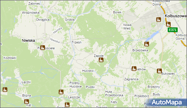 mapa Zapole gmina Niwiska, Zapole gmina Niwiska na mapie Targeo