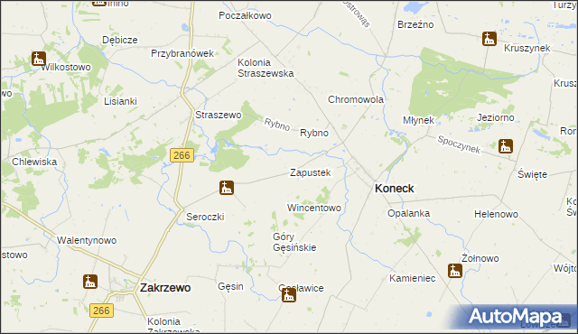 mapa Zapustek, Zapustek na mapie Targeo
