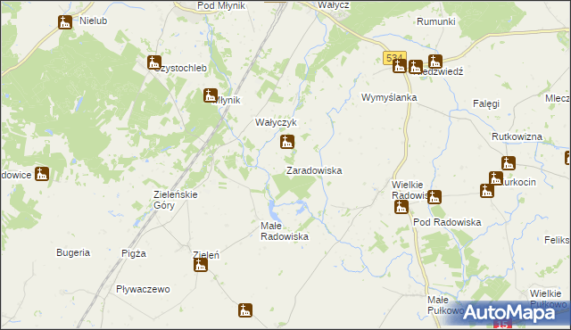 mapa Zaradowiska, Zaradowiska na mapie Targeo