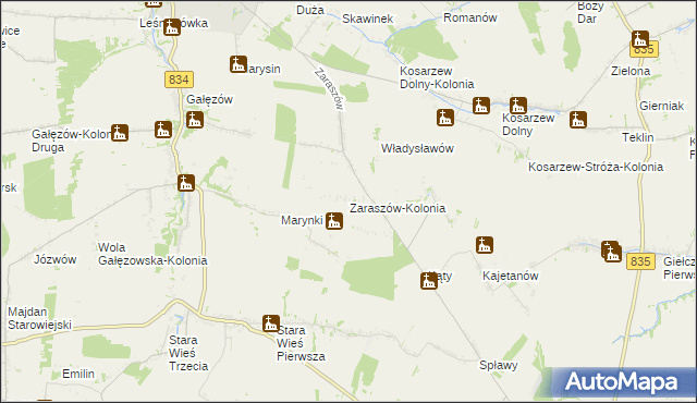 mapa Zaraszów-Kolonia, Zaraszów-Kolonia na mapie Targeo