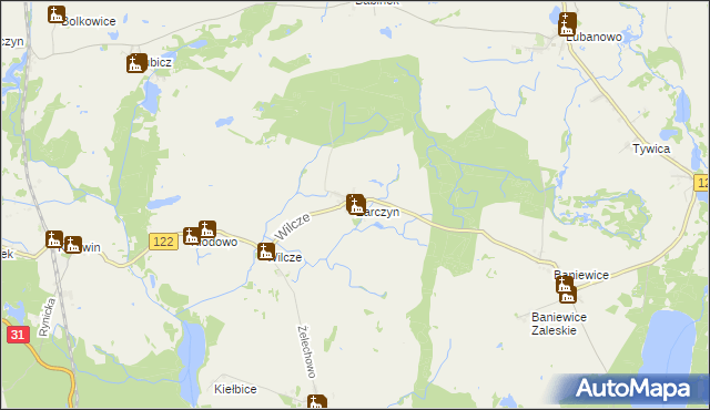 mapa Żarczyn gmina Widuchowa, Żarczyn gmina Widuchowa na mapie Targeo