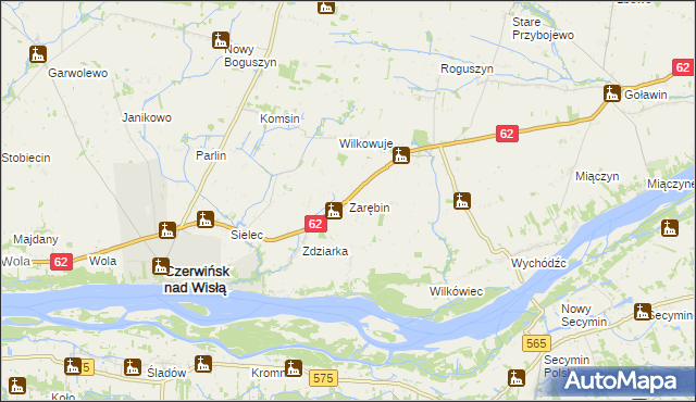 mapa Zarębin, Zarębin na mapie Targeo