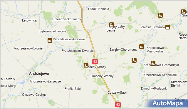 mapa Zaręby-Bolędy, Zaręby-Bolędy na mapie Targeo