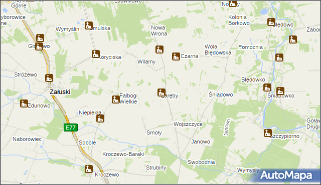 mapa Zaręby gmina Zakroczym, Zaręby gmina Zakroczym na mapie Targeo