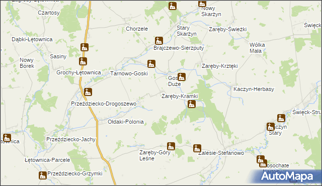 mapa Zaręby-Kramki, Zaręby-Kramki na mapie Targeo