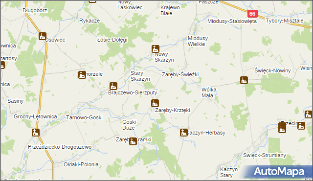 mapa Zaręby-Kromki, Zaręby-Kromki na mapie Targeo