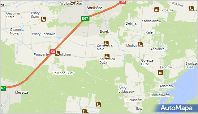 mapa Żarnowica Duża, Żarnowica Duża na mapie Targeo