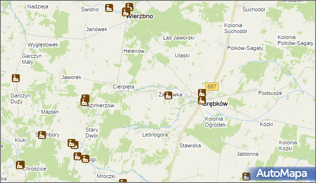 mapa Żarnówka gmina Grębków, Żarnówka gmina Grębków na mapie Targeo