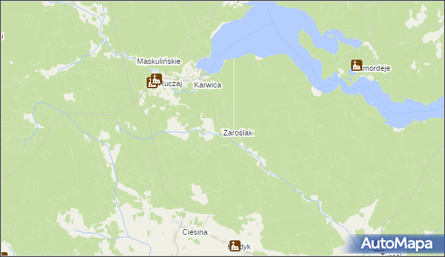 mapa Zaroślak, Zaroślak na mapie Targeo