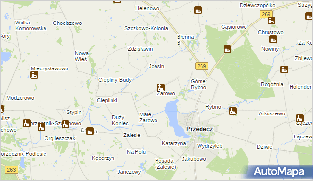 mapa Żarowo gmina Przedecz, Żarowo gmina Przedecz na mapie Targeo