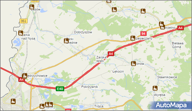 mapa Żarska Wieś, Żarska Wieś na mapie Targeo