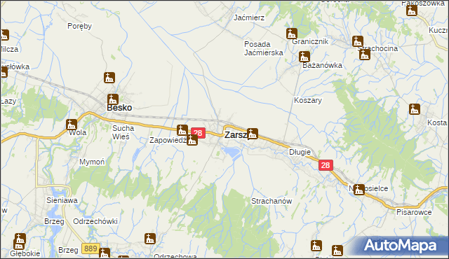 mapa Zarszyn, Zarszyn na mapie Targeo