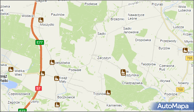 mapa Zaryszyn, Zaryszyn na mapie Targeo