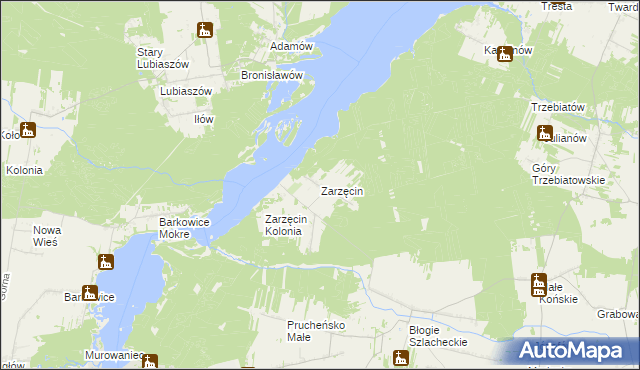 mapa Zarzęcin, Zarzęcin na mapie Targeo