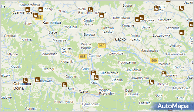 mapa Zarzecze gmina Łącko, Zarzecze gmina Łącko na mapie Targeo