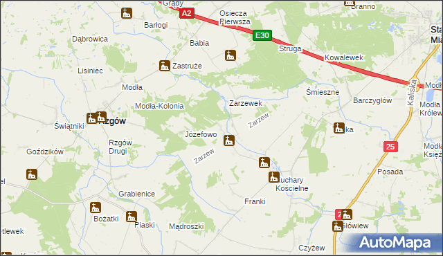 mapa Zarzew gmina Rzgów, Zarzew gmina Rzgów na mapie Targeo