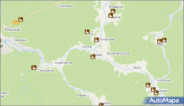 mapa Zasady gmina Gródek, Zasady gmina Gródek na mapie Targeo