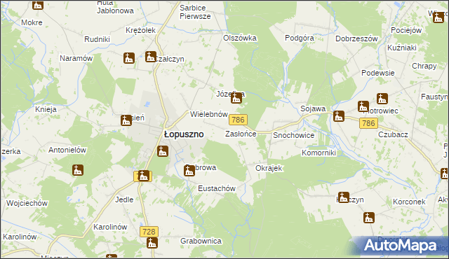 mapa Zasłońce, Zasłońce na mapie Targeo