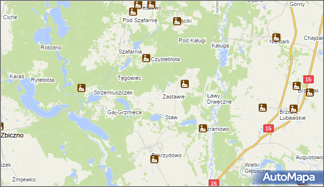 mapa Zastawie gmina Zbiczno, Zastawie gmina Zbiczno na mapie Targeo