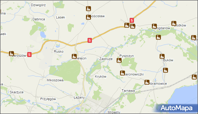 mapa Zastruże gmina Żarów, Zastruże gmina Żarów na mapie Targeo