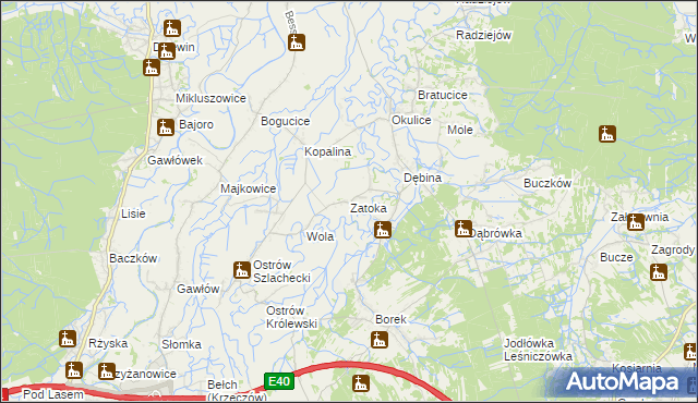 mapa Zatoka gmina Bochnia, Zatoka gmina Bochnia na mapie Targeo