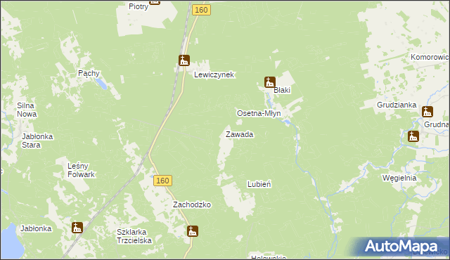 mapa Zawada gmina Miedzichowo, Zawada gmina Miedzichowo na mapie Targeo