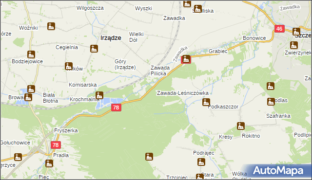 mapa Zawada-Leśniczówka, Zawada-Leśniczówka na mapie Targeo